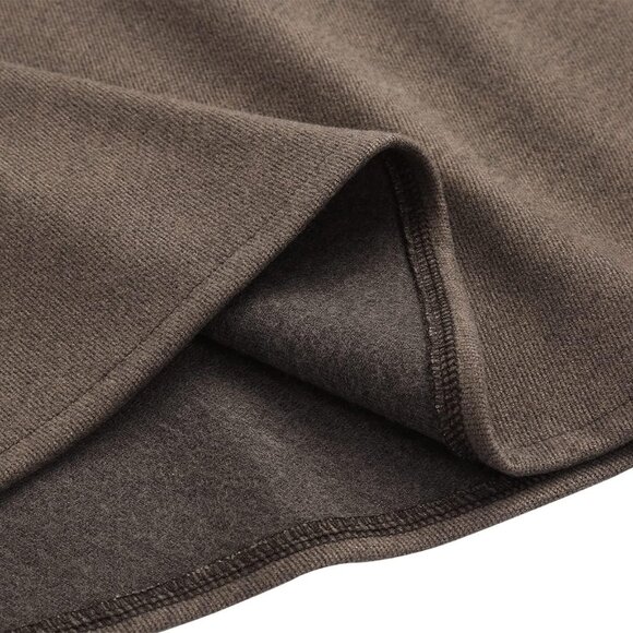 Womens Long Pure Khaki Elastic Waist A-Line Pleated Tartan Long Plaid Wool Skirt - Picture 5 of 5